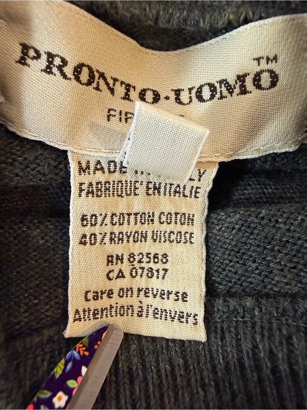 Pronto Uomo Italy Charcoal Mock Neck Cotton Blend Sweater Men’s M Quiet Luxury